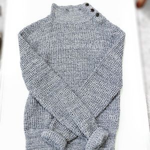 Grey and White Knitted Sweater
